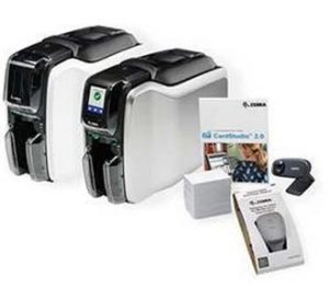 Impressoras de cartão Zebra com software CardStudio, cartões e webcam
